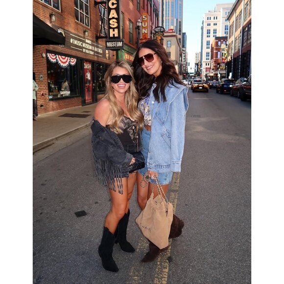 Women's Oversized Fringed Jacket Tassel Jean Jackets Cowgirl Western Denim Grey - Picture 4 of 8